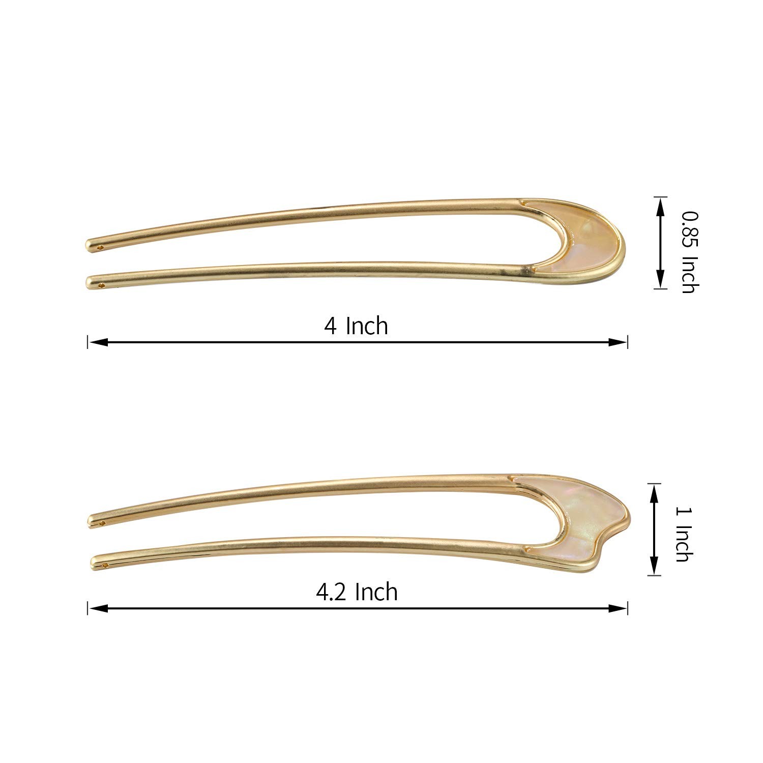 U-Shaped Hair Pins Metal Vintage 1 Count (Pack of 2), C.Gold Color