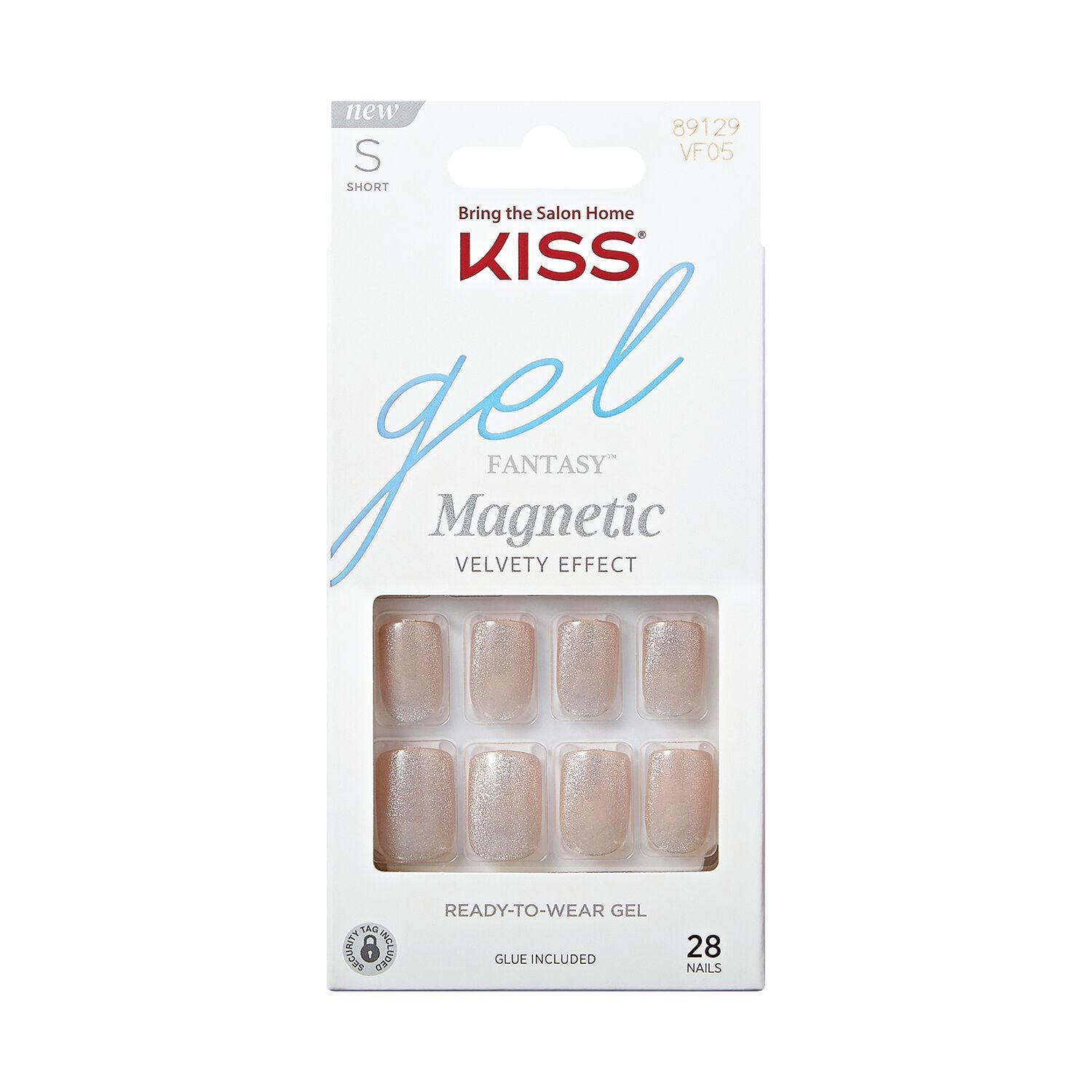 Kiss Gel Fantasy Magnetic Velvety Effect Glue-On Nails Short Squoval Shimmery
