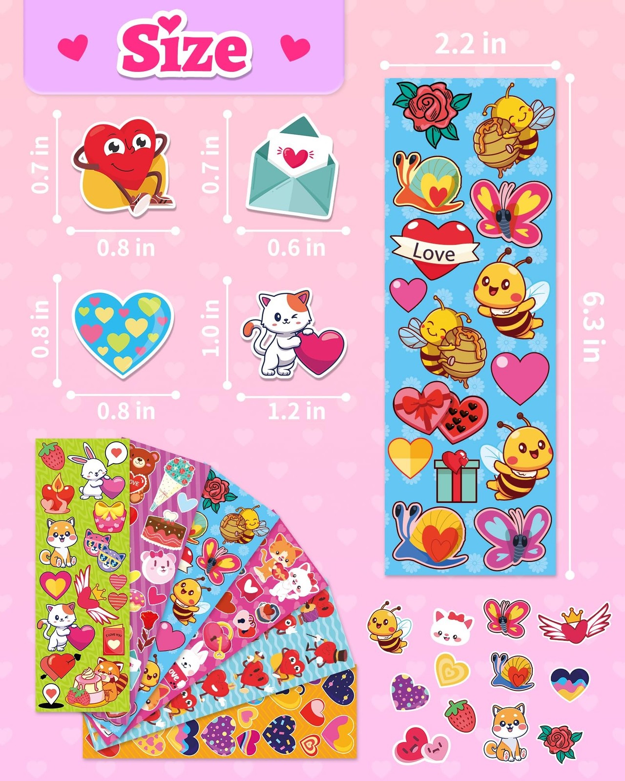 2020 PCS Valentines Day Stickers for Kids, 120 Sheets Heart Love Stickers, Va…
