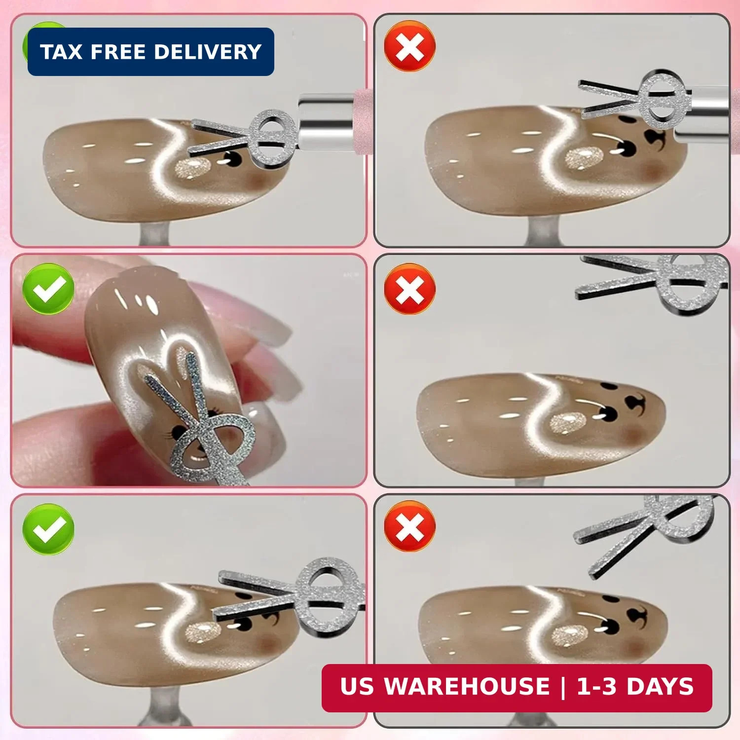 4Pcs Cat Eye Nail Magnet Kit for Gel Polish, 3-in-1 Magnet with Dual-Ended Pen &