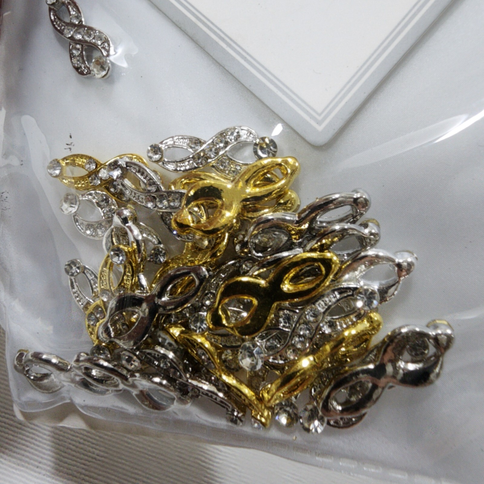TEEKME 30 PCS Gold Silver 3D Rhinestone Jewels Charms for Nail Art Decoration