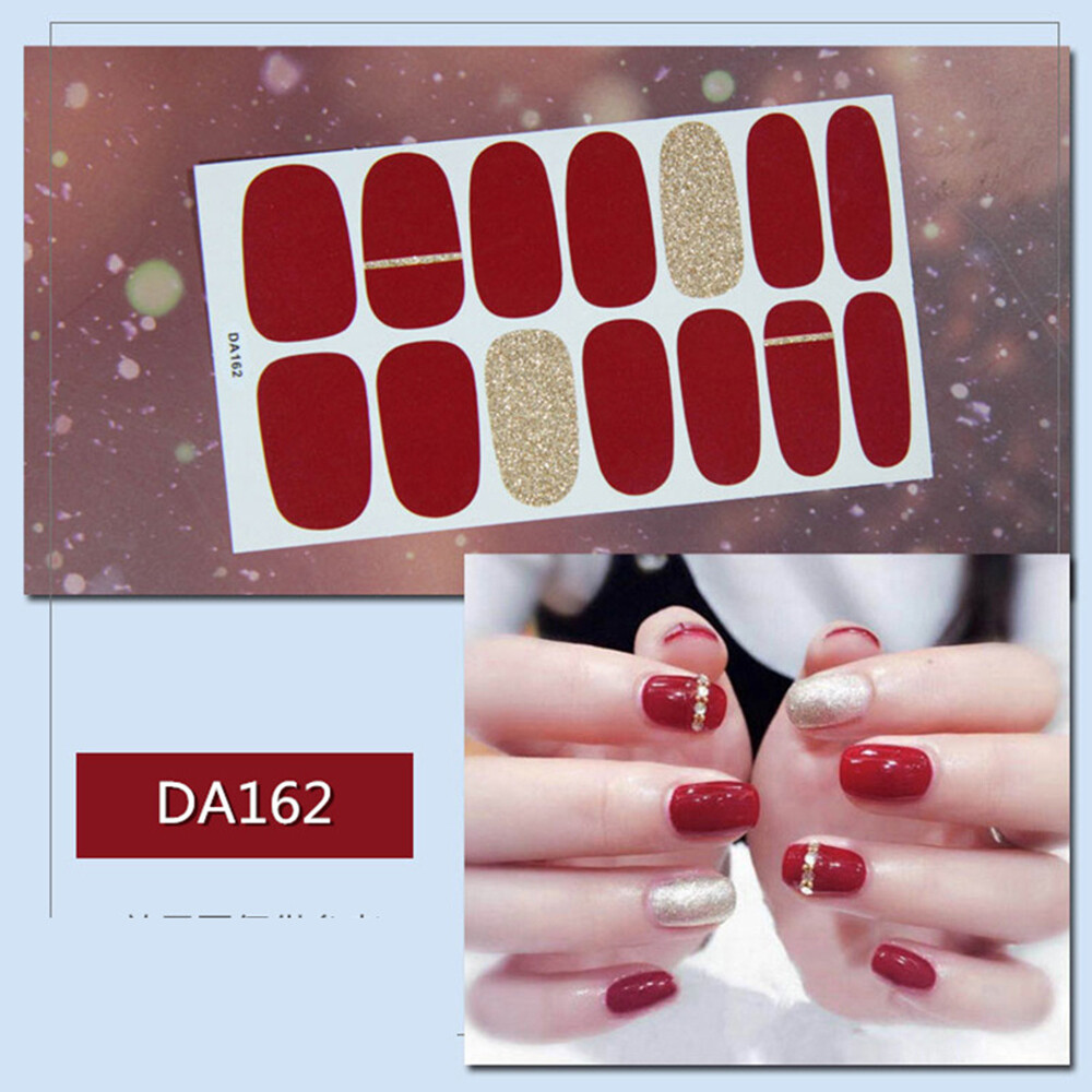Gel Nail Stickers Full Nail Wraps Semi Cured Gel Nail Strips Polish Glitter*