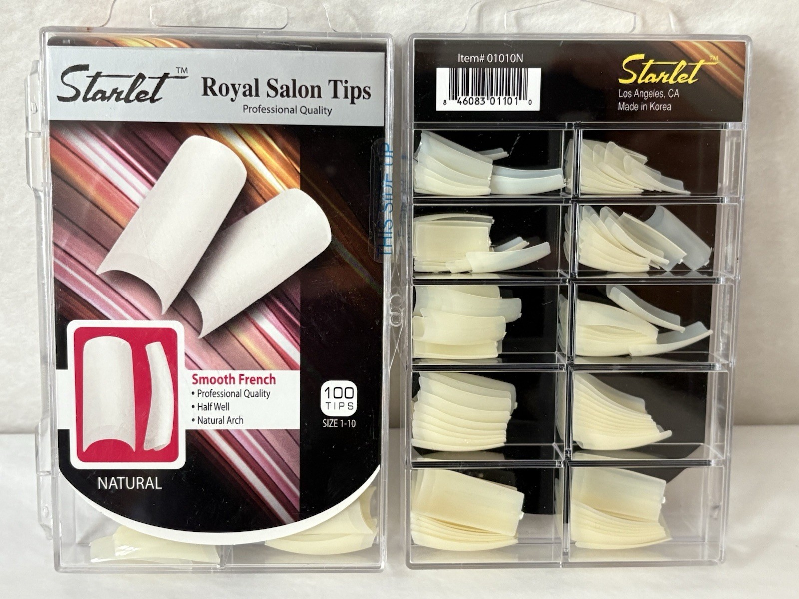 New SMOOTH FRENCH MANICURE Nail Tips NATURAL Half Well 100 Tips 1 Box (SH8)