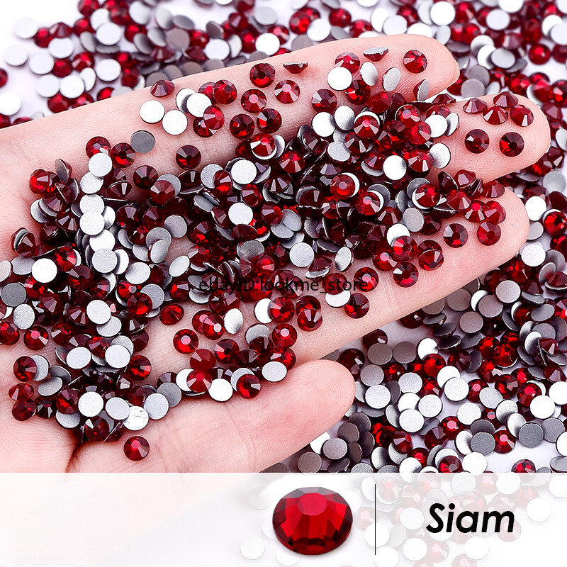 Red Siam Crystal Flat Back Rhinestones Glitter Glass Gems Nail Art Decor Beads