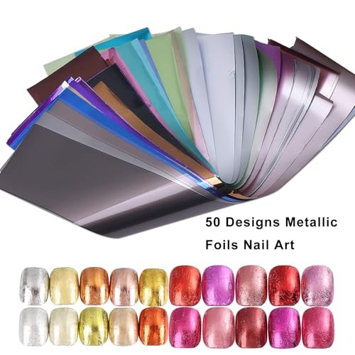 Nail Art Foils Transfer Stickers 50 Colors Metallic 50 Colors Metallic Foils