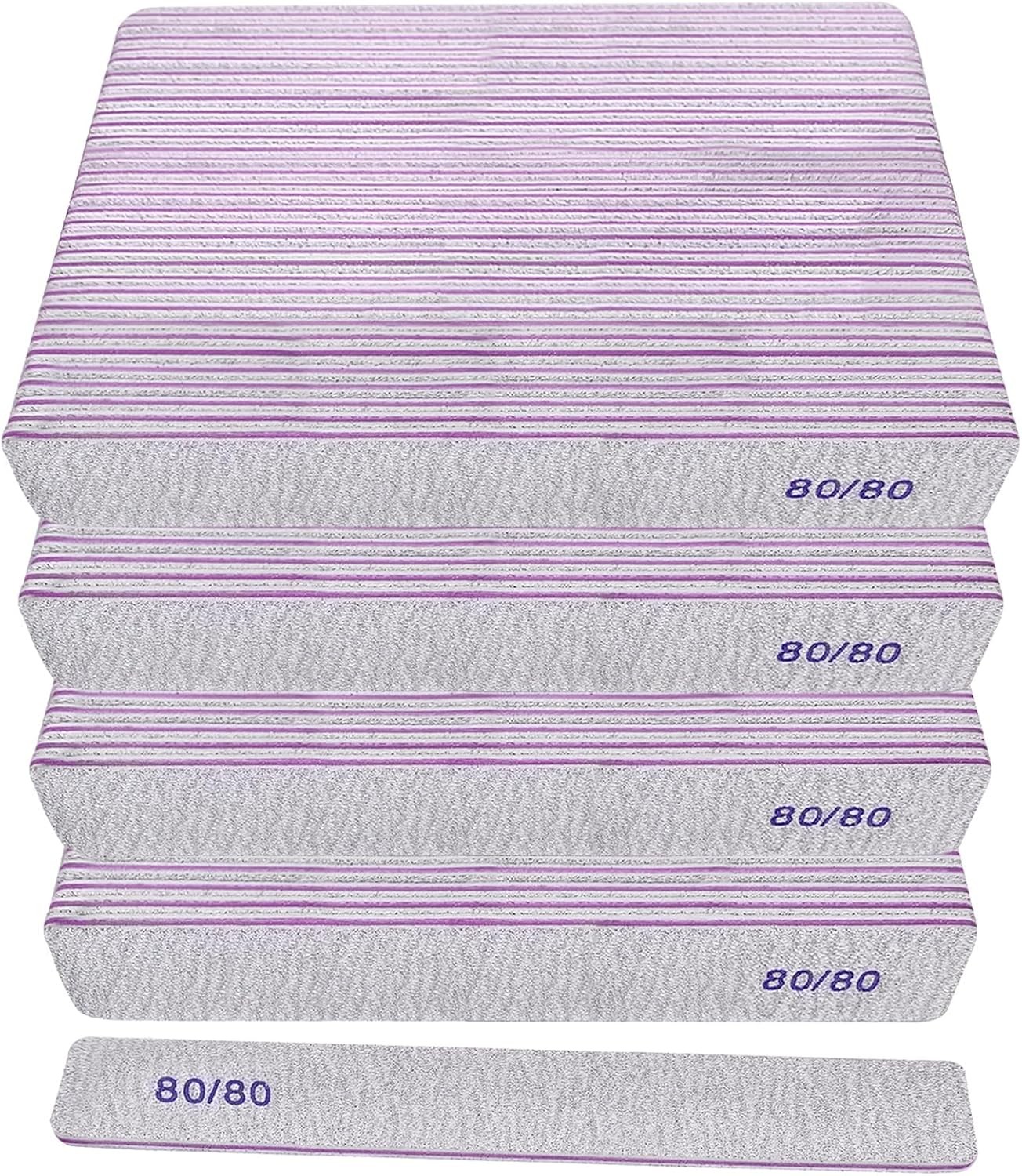 80/80 Grit Nail Files, Heavy Coarse Emery Boards for Acrylic Nails and l