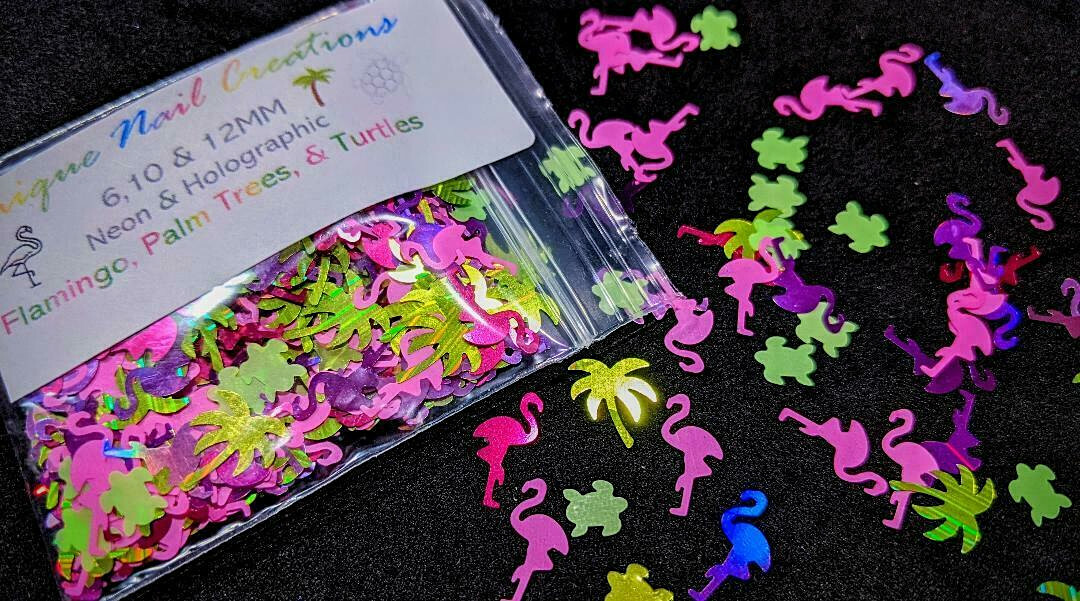 FLAMINGO/PALMTREE/TURTLE GLITTER BLEND~Nail•Acrylic•Gel•Body•Face•Festival