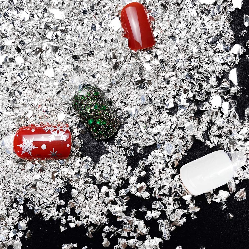 Jmassyang Crushed Glass Irregular Metallic Chips 100G Sprink