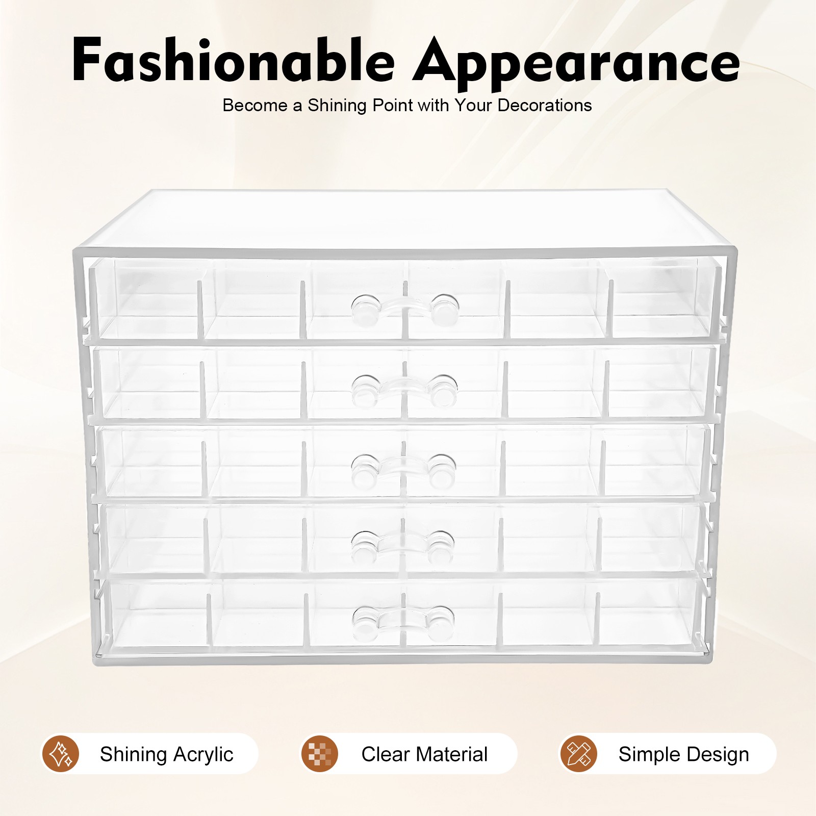 5 Layers Acrylic Transparent Nail Art Storage Box Earring Storage Box Organizer