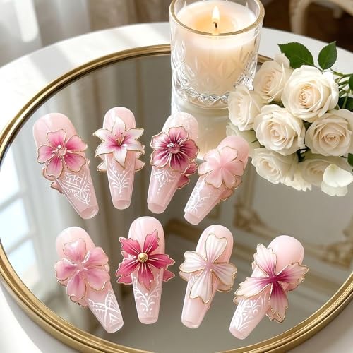 3D Flower Mold for Nails, 2 Pcs Silicone Nail Art Molds with 8 Floral Designs,