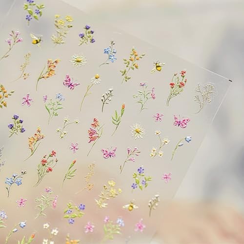 3D Embossed Flower Nail Art Stickers Self-Adhesive 5D Floral Nail Supplies