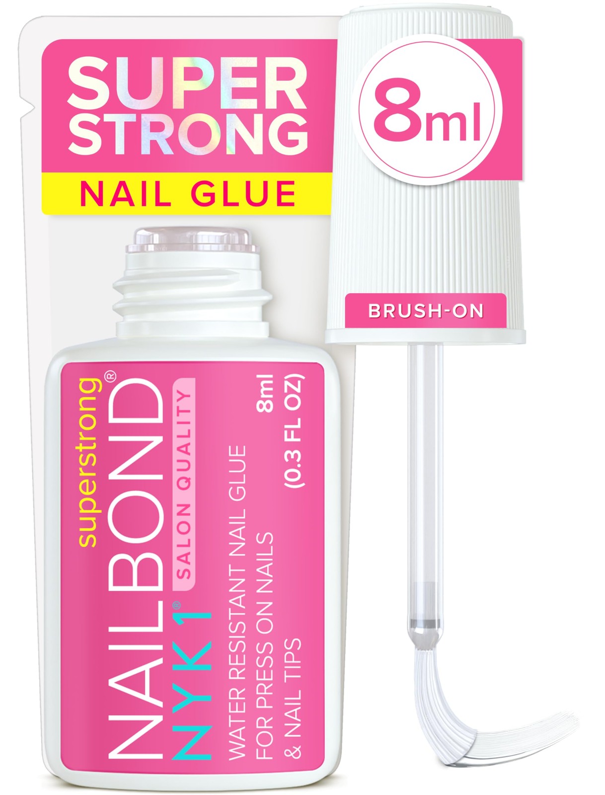 Super Strong Nail Glue for Press On Nails, 0.27 Fl Oz (Pack of 1), Clear