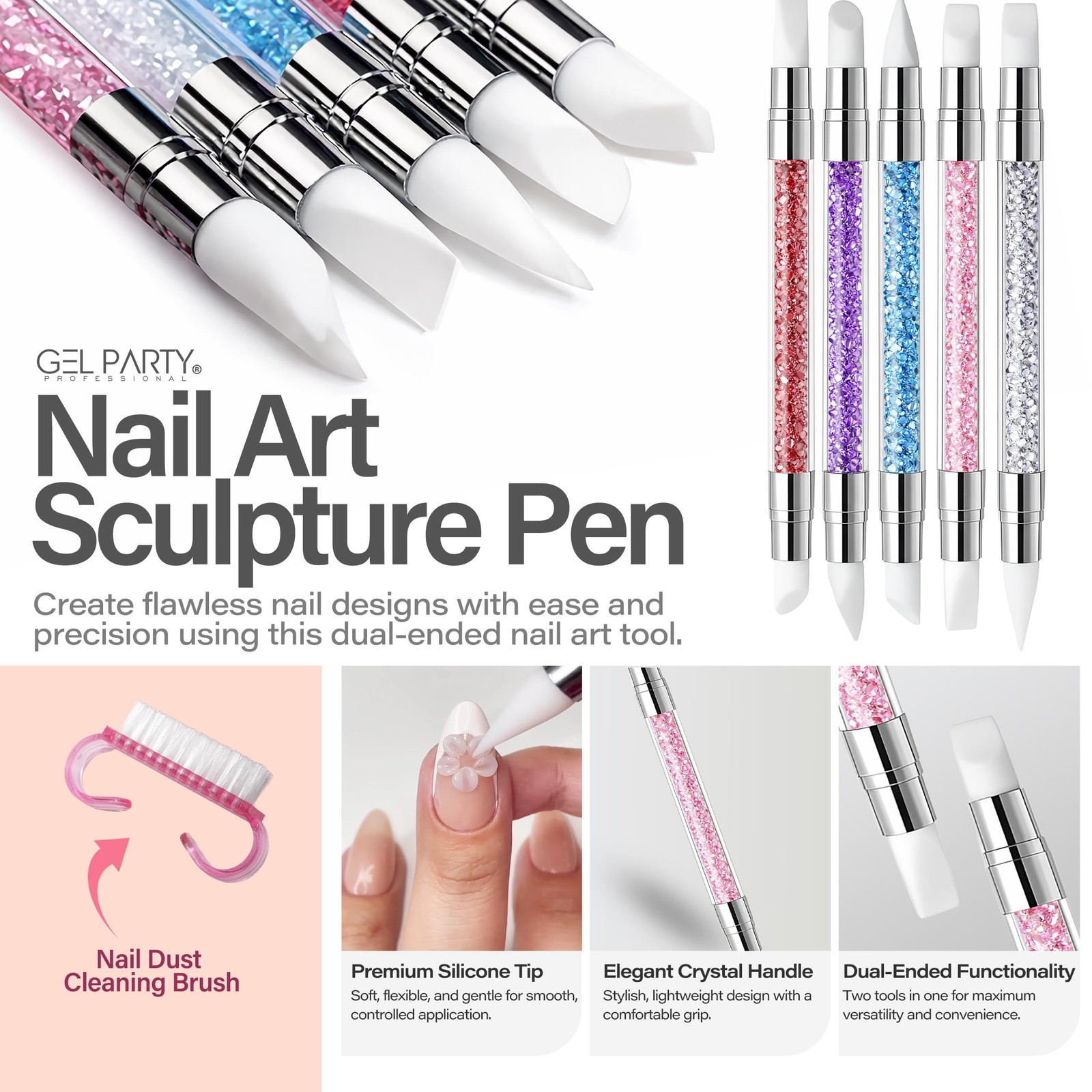 GELPARTY 21 Pcs Pastel Nail Art Brush Set for Gel Polish, Acrylic & Ombre – P…