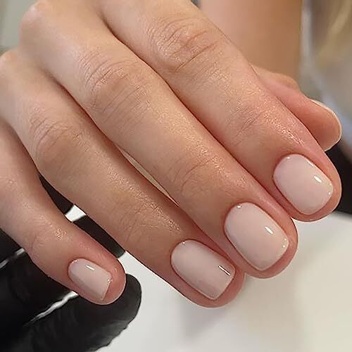 24Pcs Press On Nails Short Square Fake Nails Milk White Nails Press Ons b6