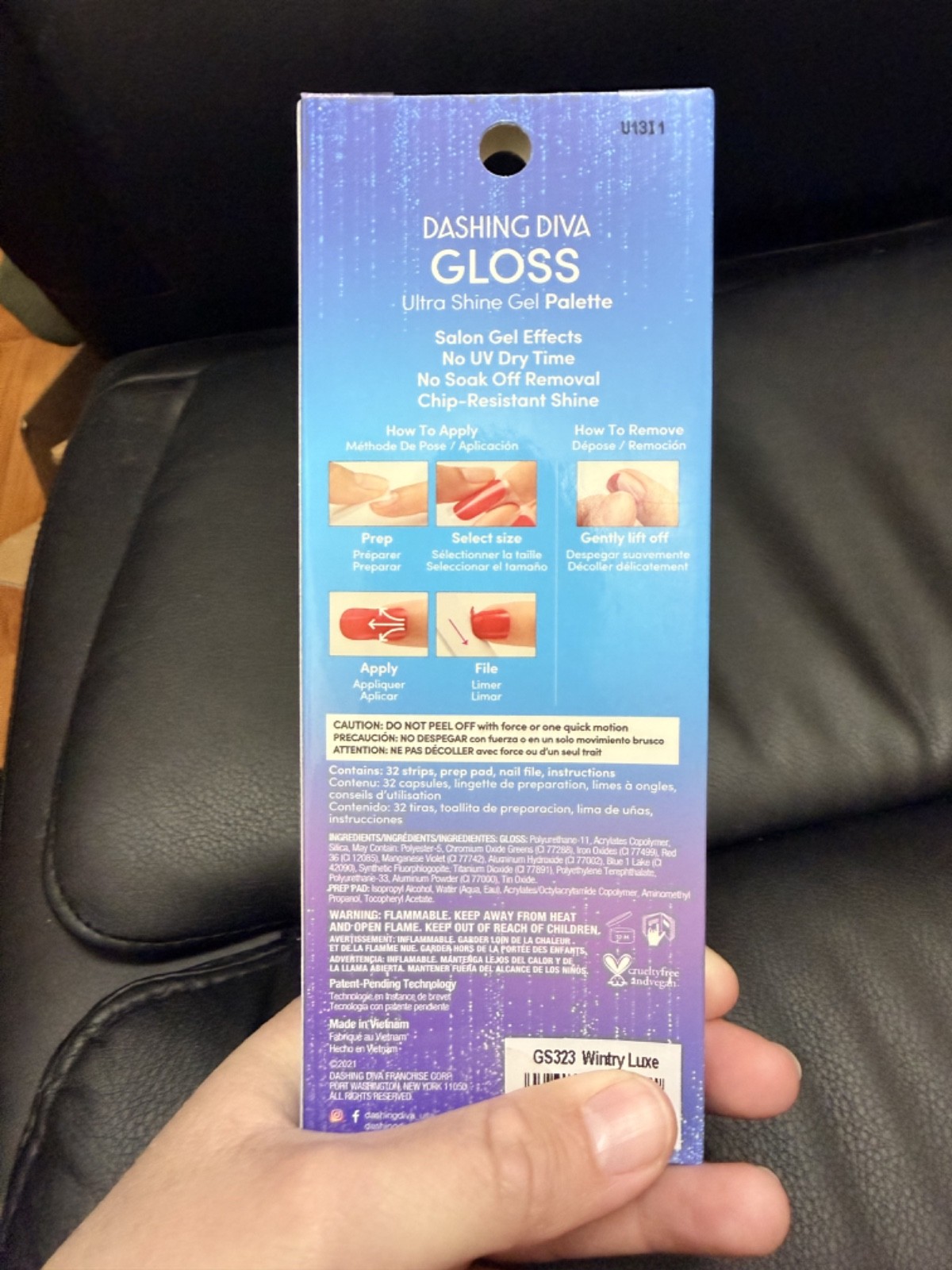 Dashing Diva Gloss Ultra Shine Gel Color 435 Gel Nail Strips Stitches and Stones