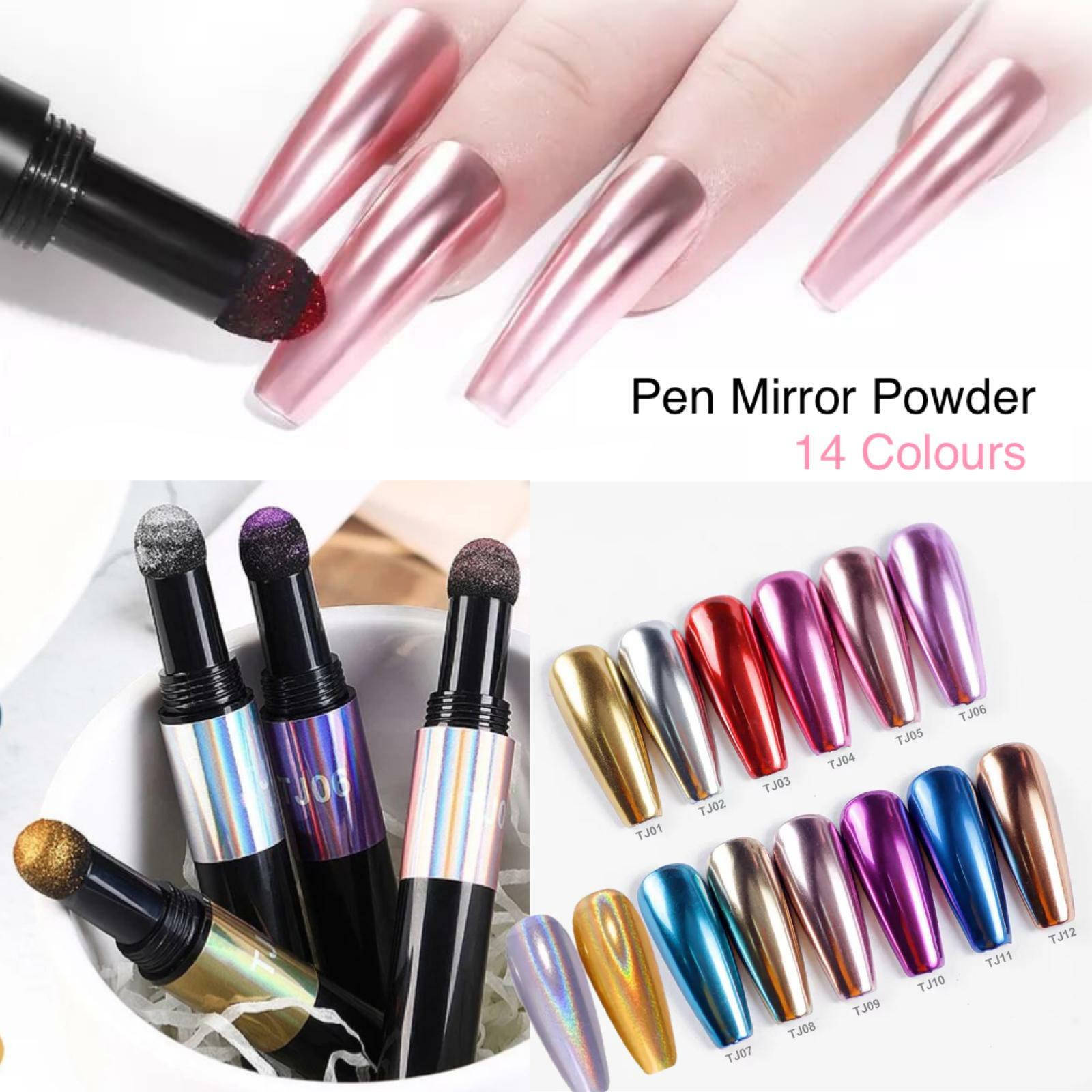 Nail Chrome PEN Mirror Powder Air Cushion Solid 14 Colours Dust Holographic Red