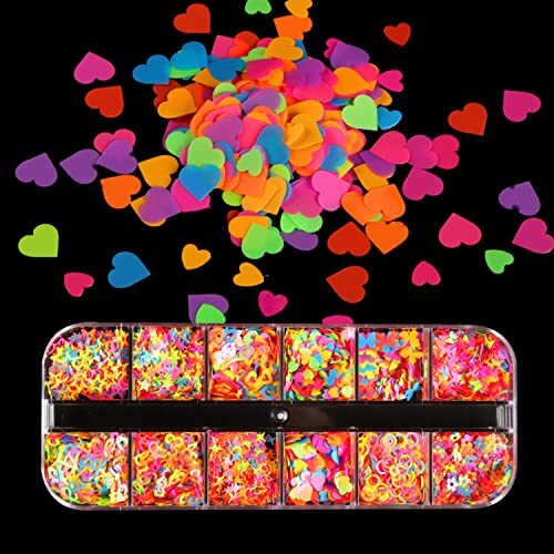 Fluorescent Glitter Nail Art Sequins, Holographic 3D Fluorescent Flakes