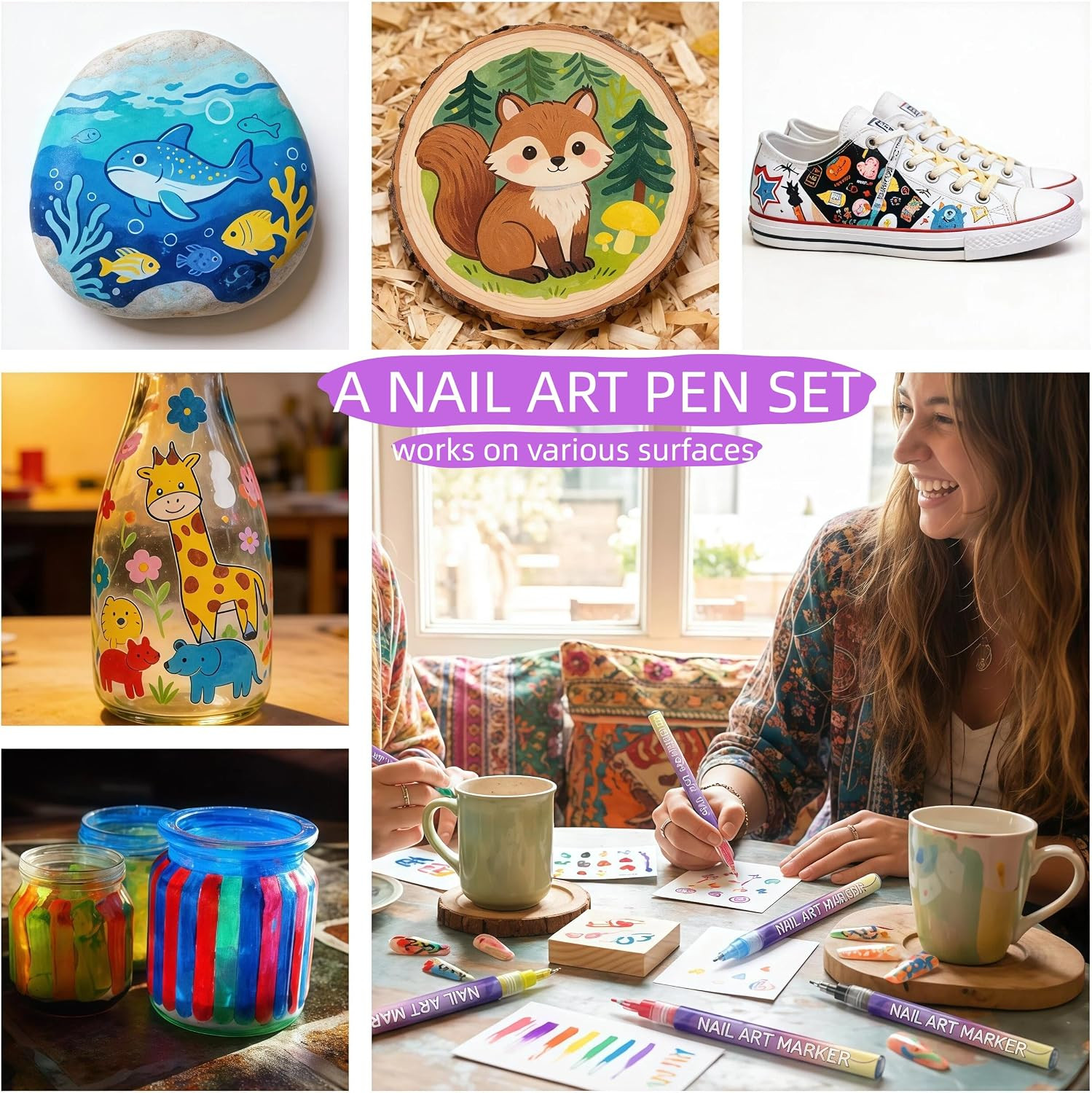 Nail Art Pens Set, Nail Art Marker for Nail Art 12 Colors with Fine Tip, DIY Nai