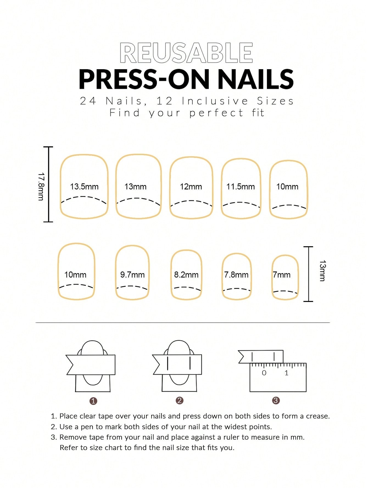 24pcs Short Milky White Solid Cover Fake Nail Kit Press On Nails False Nails