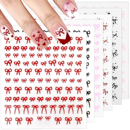 Bow Nail Stickers – 6 Sheets – Self-Adhesive – 6ps Bows