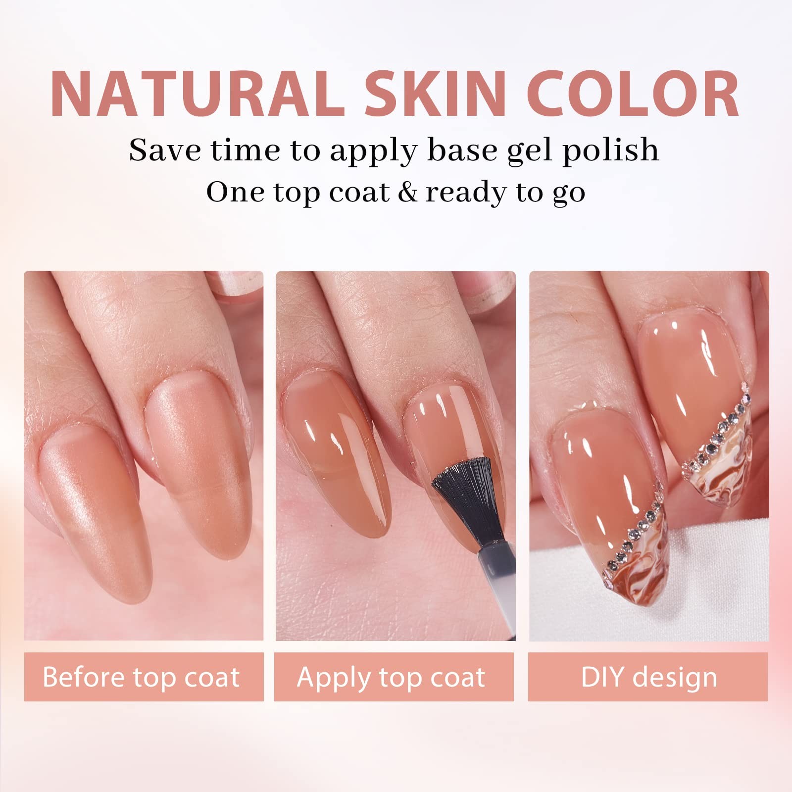 Almond Nail Tips – Brown Soft Gel Nail Kit with 150 pcs Medium Fake Nails, Ge…