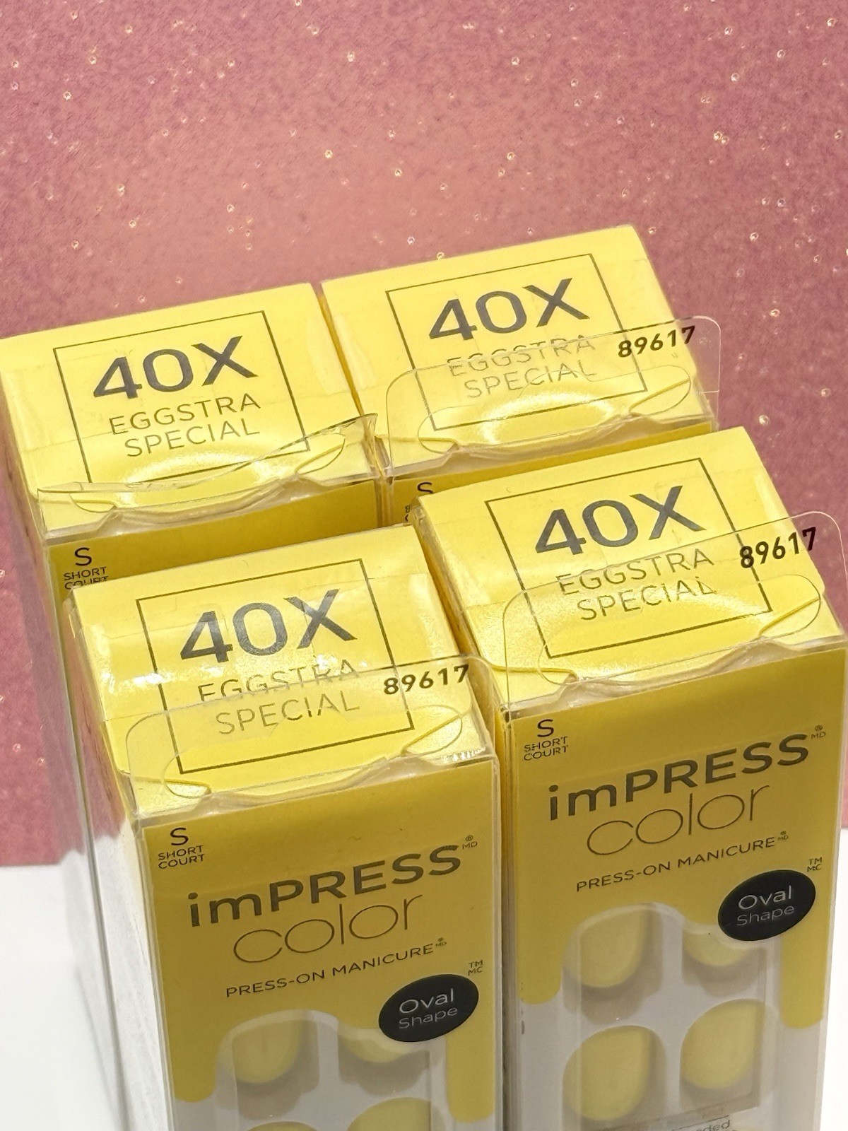 Kiss imPRESS No Glue Press-On Nails Short Yellow 40X Eggstra Special Lot Of 4