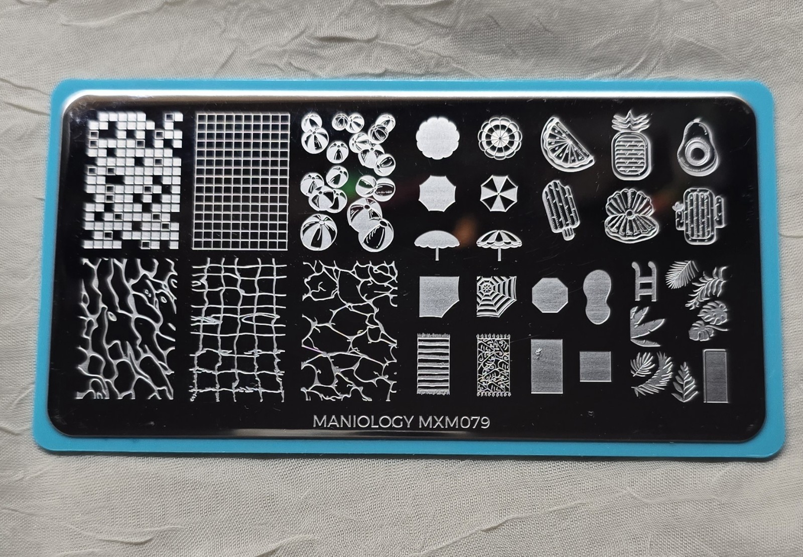 Pool Party Lap Life Maniology MXM079 Nail Stamp Plate Summer Swim Water Umbrella