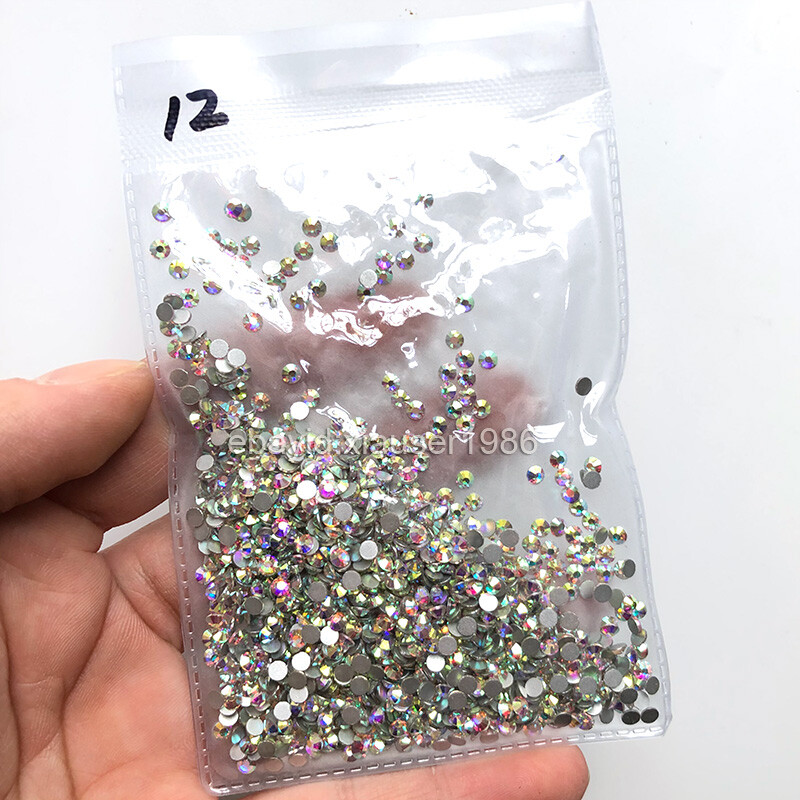Top quality 1440pcs Crystal AB Rhinestones Flat Back Gems 3D Nail Art Decoration
