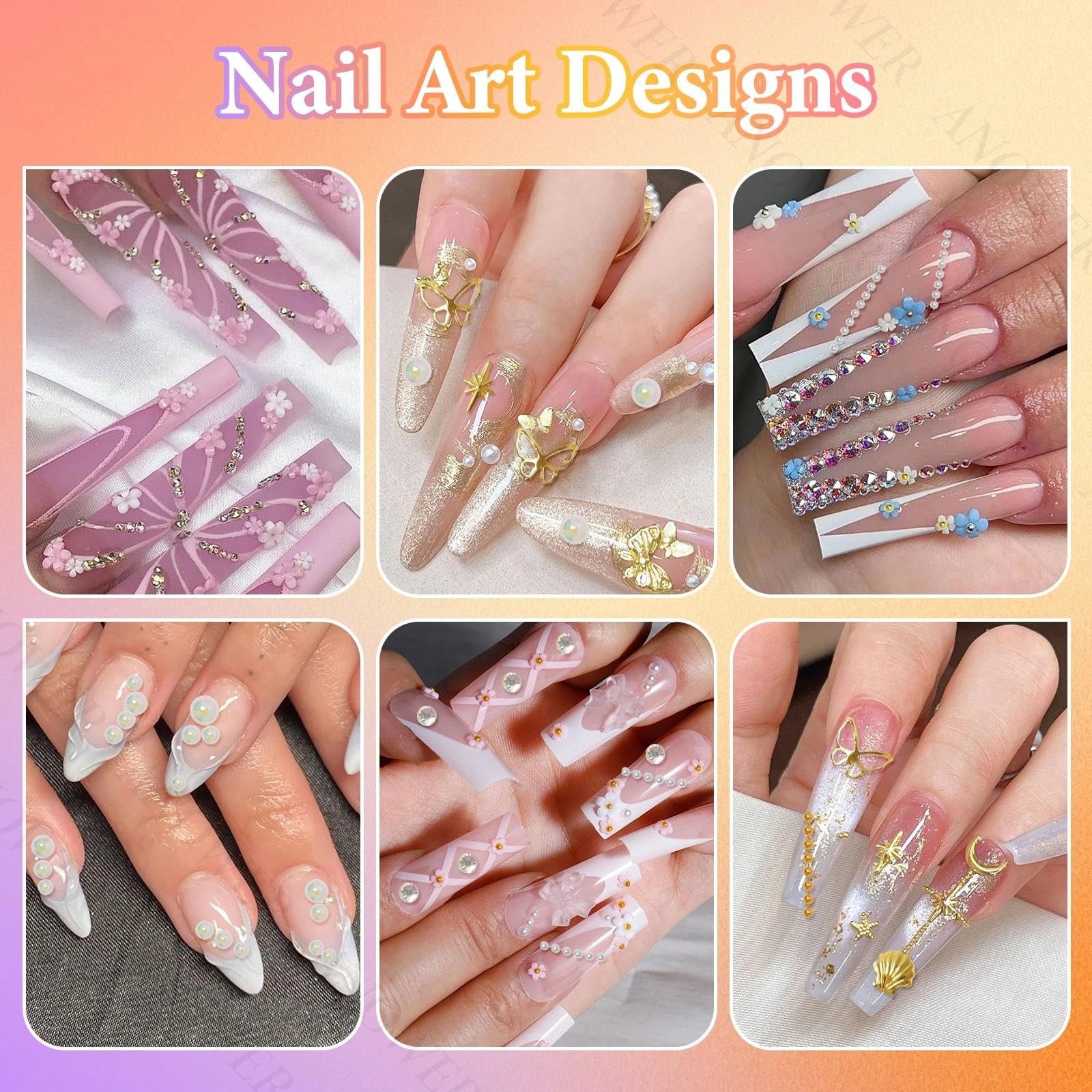 3 Boxes Nail Charms Kit, Colorful Mini Flower 3D Charms for Nails, Flatback P…