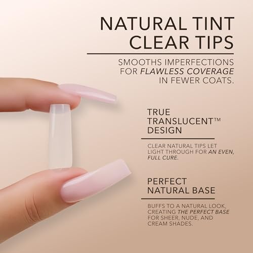 Gel Nail Extension Tips – Natural Cover, 504 Coffin shape, Extra Short (XS)