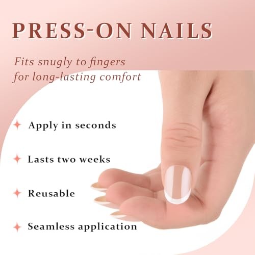 Press On Nail, French Tip 24 Pieces (Pack of 1) Chrome French Short Round-3496