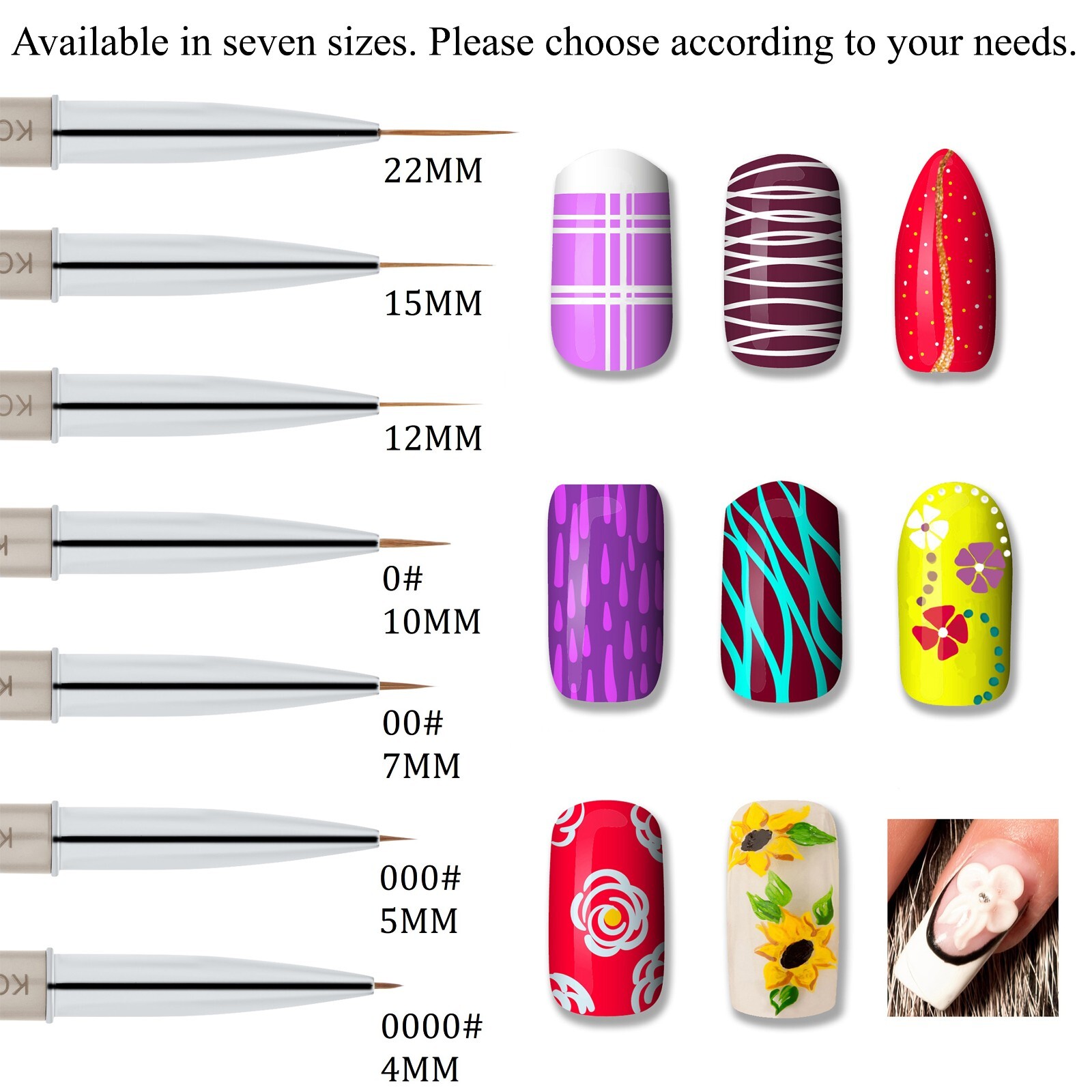 1pcs Kolinsky Acrylic Nail Art Liner Striping Brush Fine Line Detail Painting