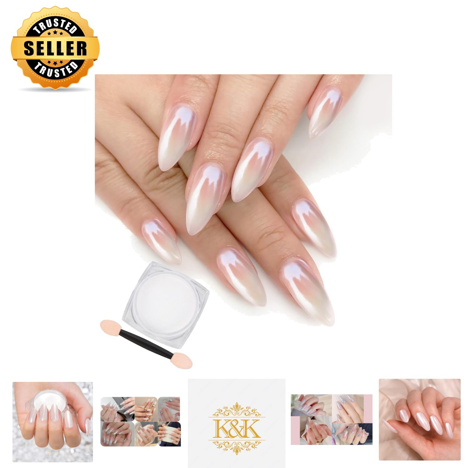 Single Jar White Chrome Nail Pigment – Pearlescent Glitter for DIY Nails