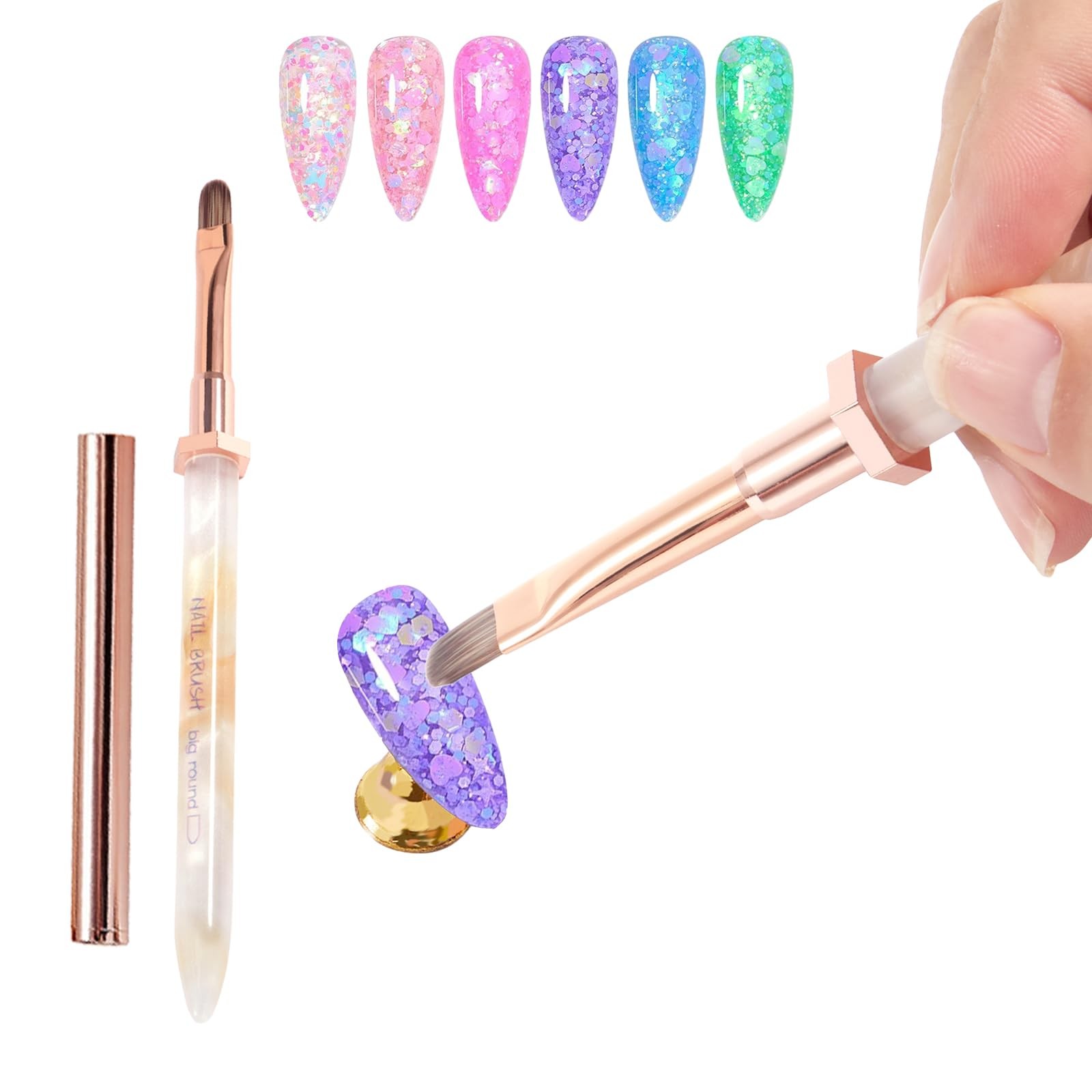 Large Round Tip Nail Art Brush Anti-Roll Nail Brush for Acrylic Application G…