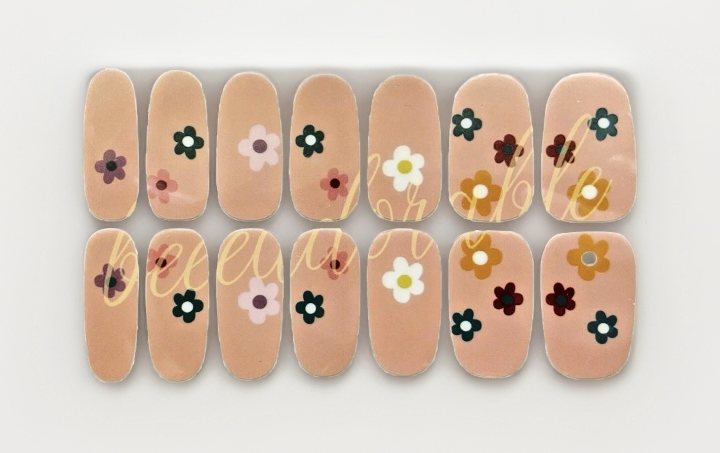 CORAL FLOWER FLORAL NAIL POLISH WRAP STRIP STICKER