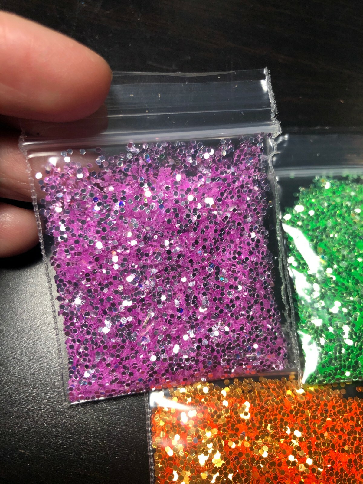 High flash Glitter Hexagon 1mm orange light green pink Nail Art US seller