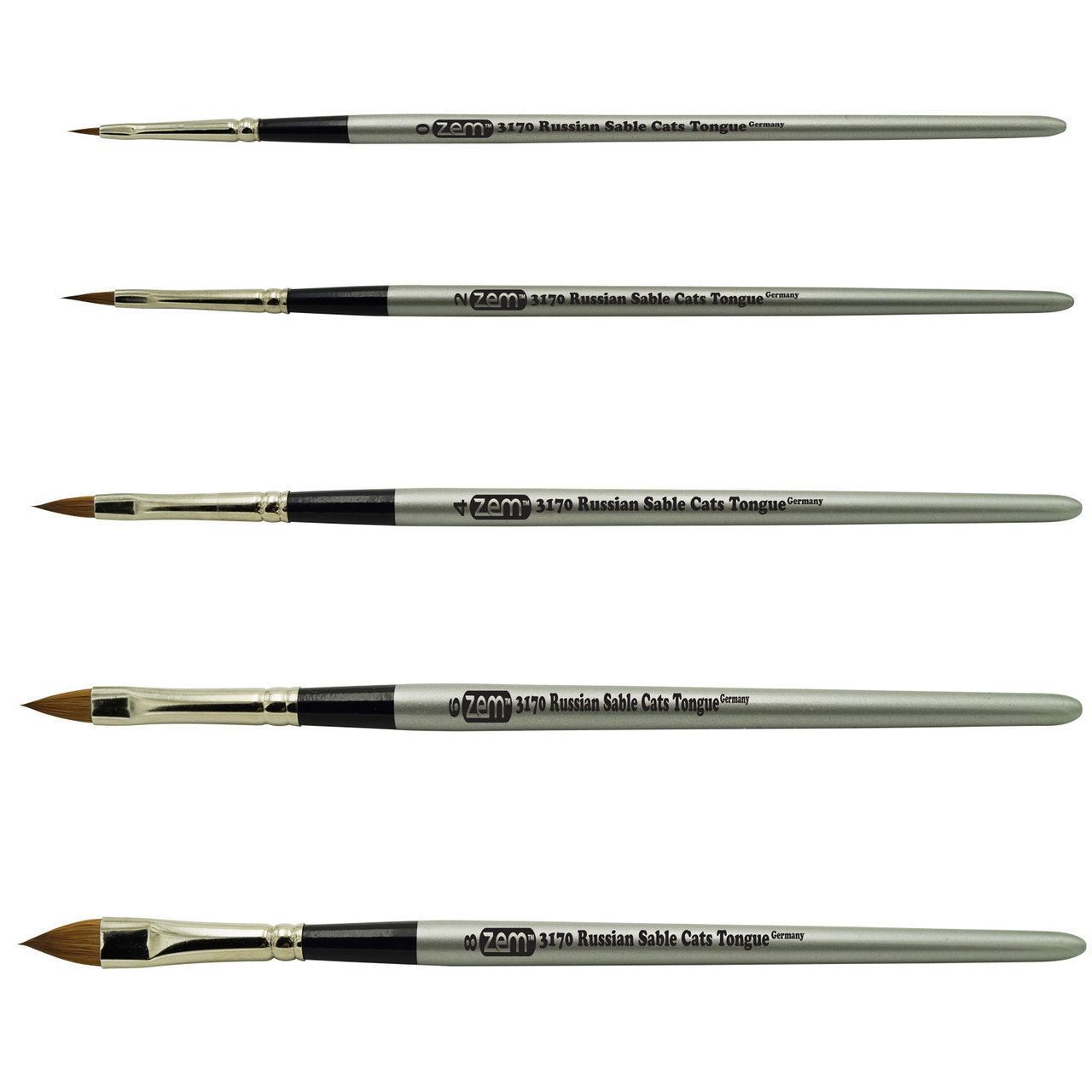 AS-63 Russian Pure Sable Cat’s Tongue Brush Set 5 pcs