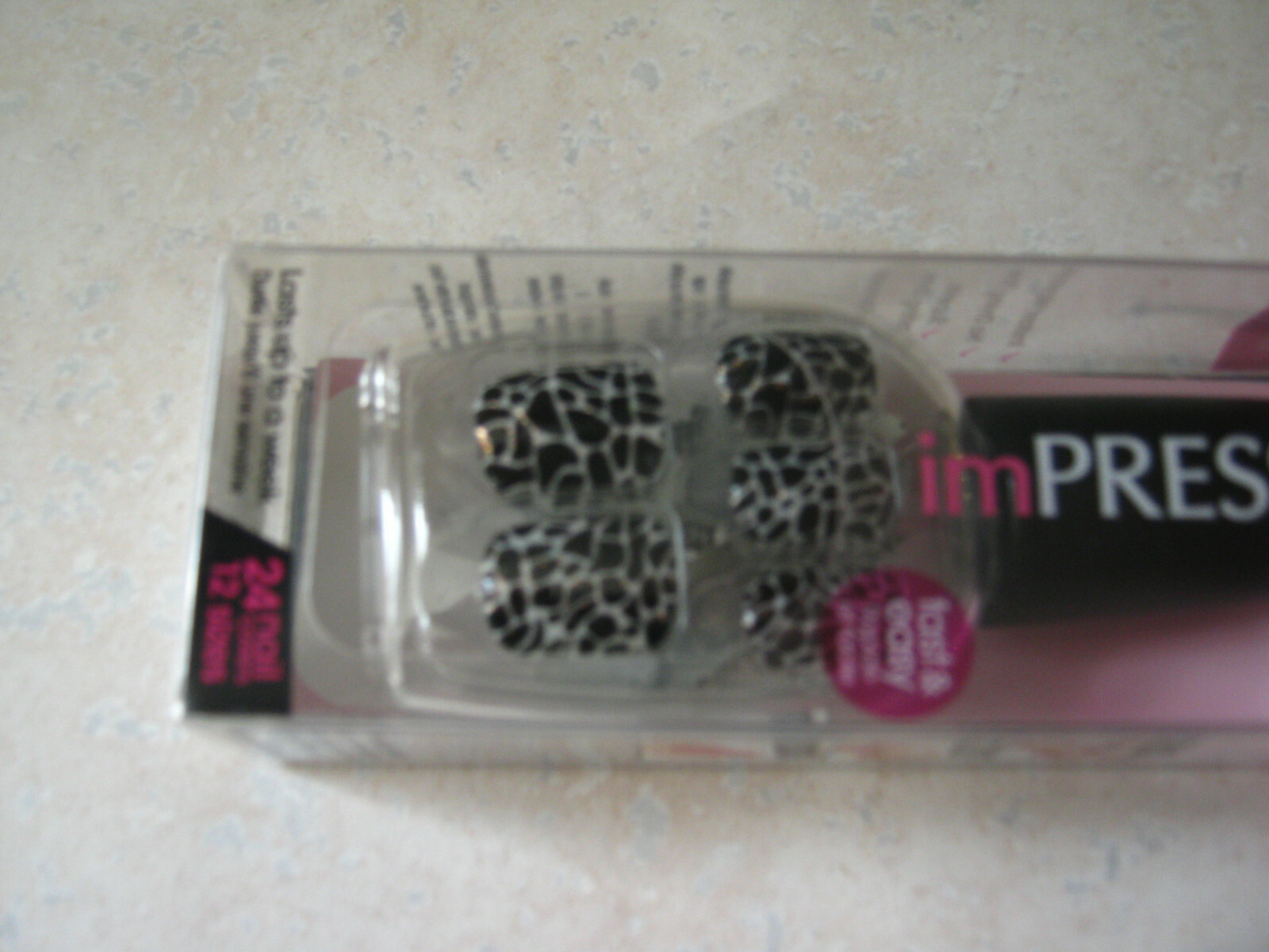1 Impress SPACE CADET Press-On 24 Nails Leopard Snake Skin Black Gold in Bottle