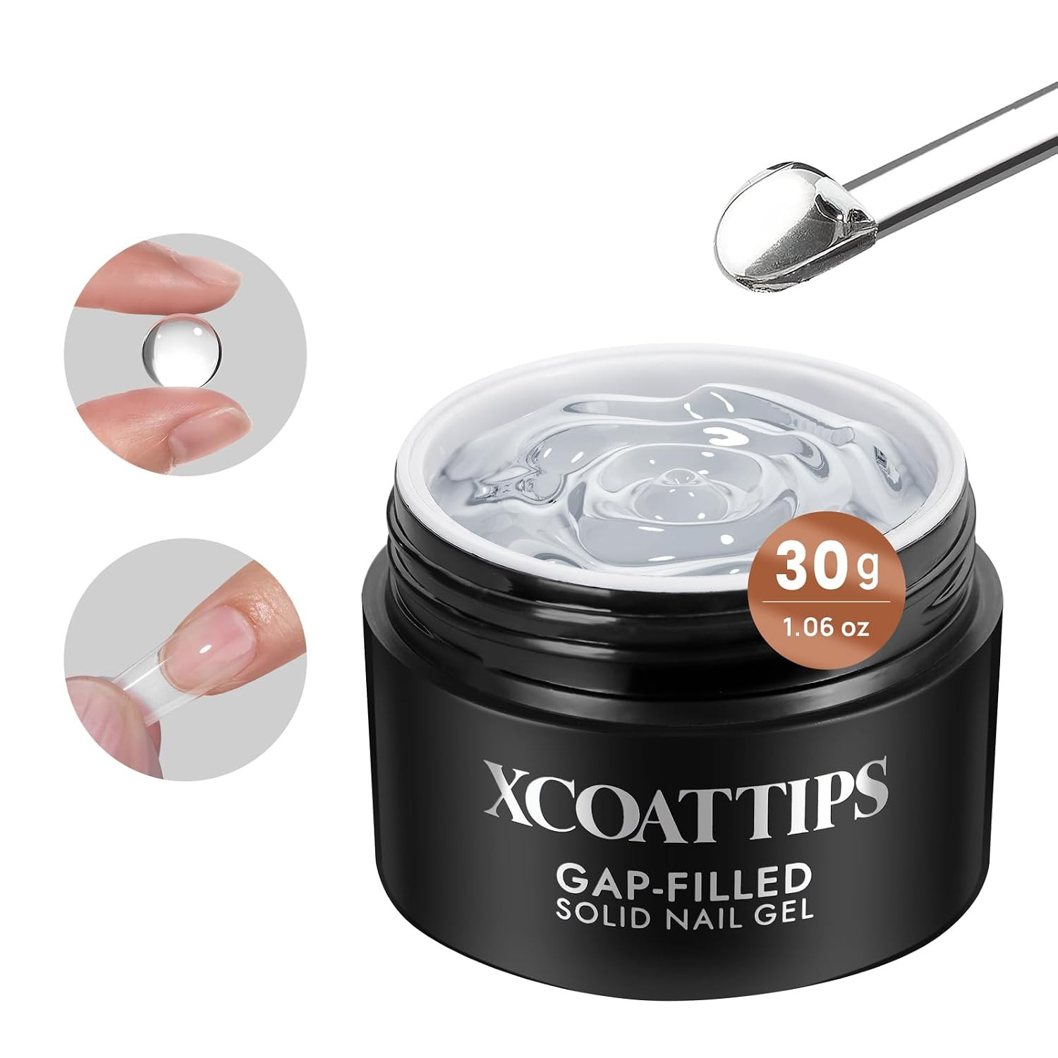 XCOATTIPS Gap-Filled Solid Nail Gel, 30G, Cure Needed | Seamless Fit for Curve &