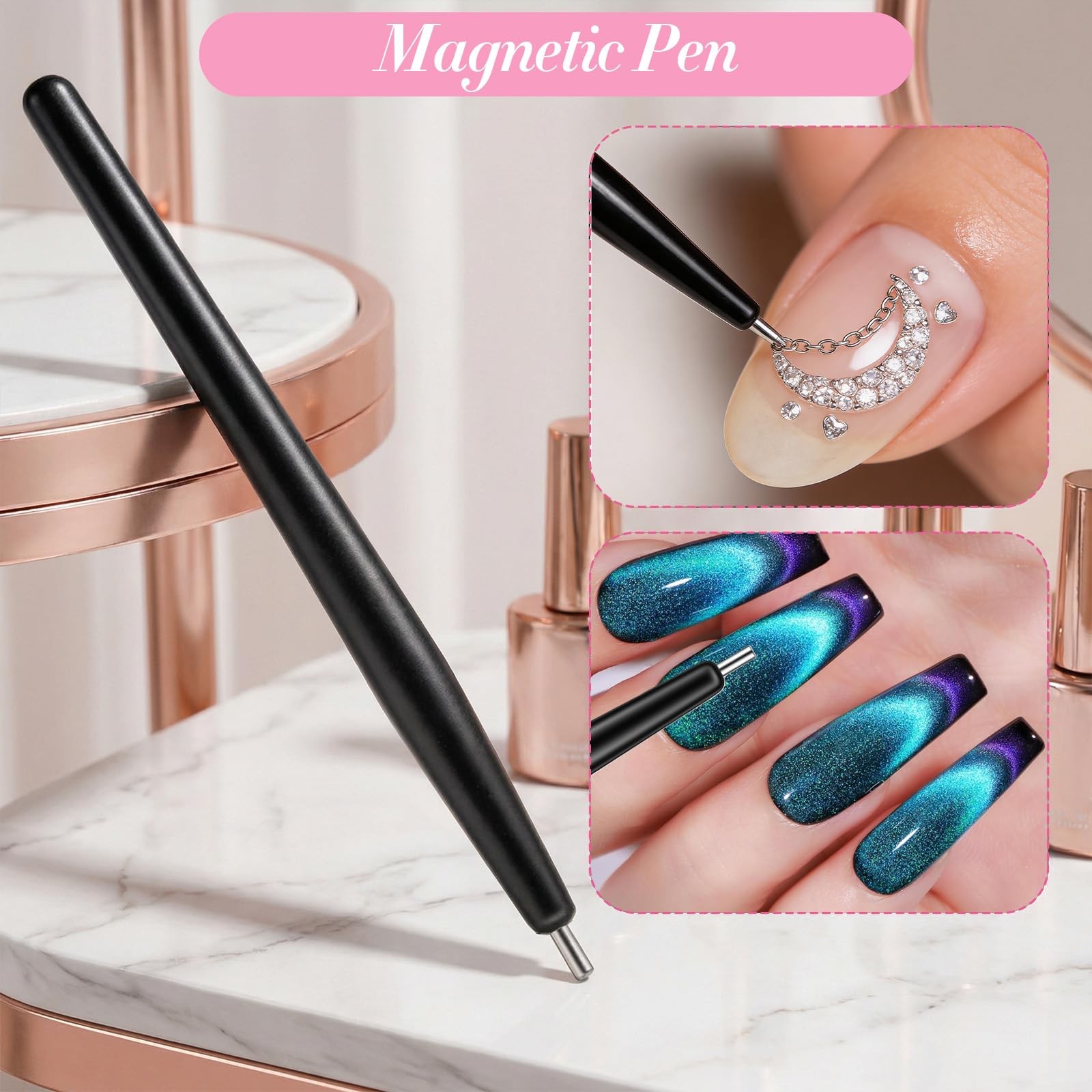 11 Pcs 5 in 1 Cat Eye Magnet Tools Nail Polish Magnet Sticks & Pens Multifunc…