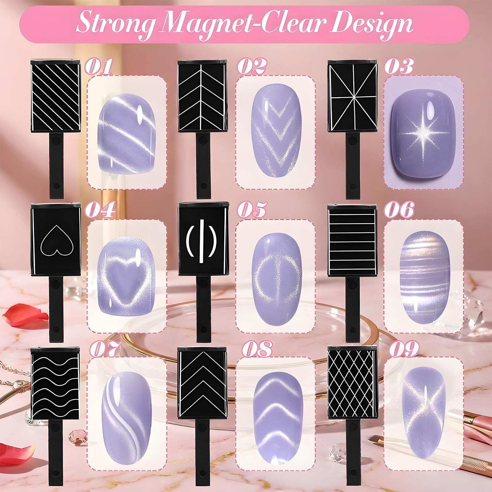 11 Pcs 5 in 1 Cat Eye Magnet Tools Nail Polish Magnet Sticks & Pens Multifunc…