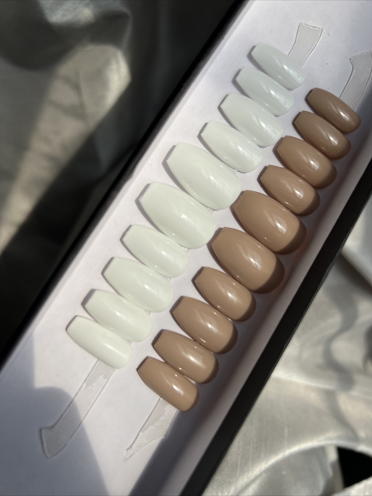 🔥 CUSTOM Gel Press On Nails, Deluxe Nude White , Short Coffin New With 1 KIT