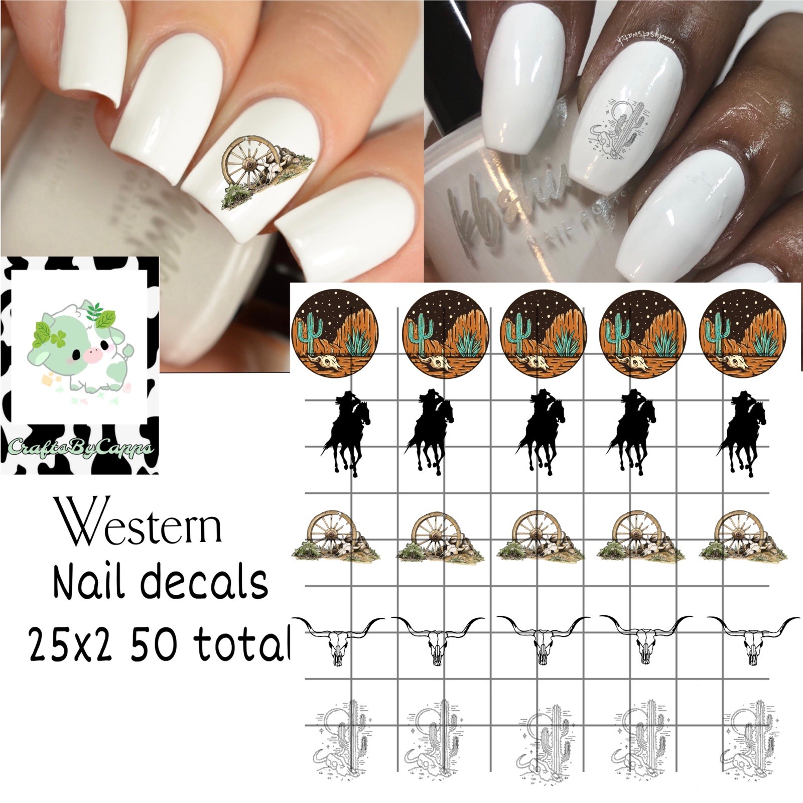 Western Waterslide Decals For Nails, Hot Wheels, Etc Set Of 50 KC