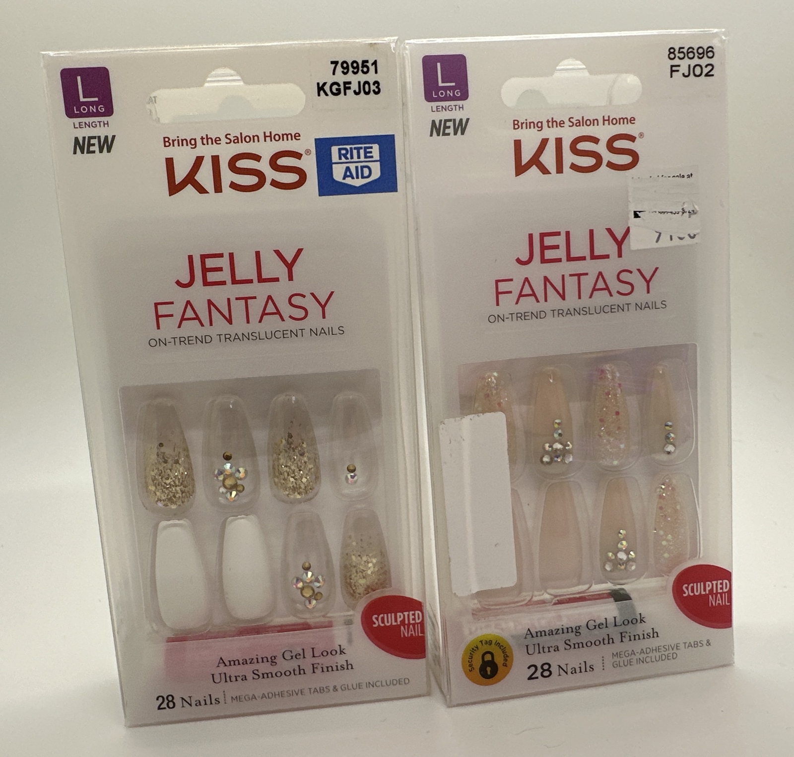 2) KISS Jelly Fantasy Long Nails Jelly Pop Translucent 🌸NEW🌸 Nails with Glue