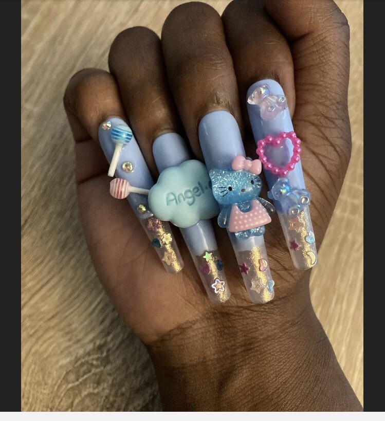 Ready To Ship Kawaii press on nails 3XL Square size Medium 15468