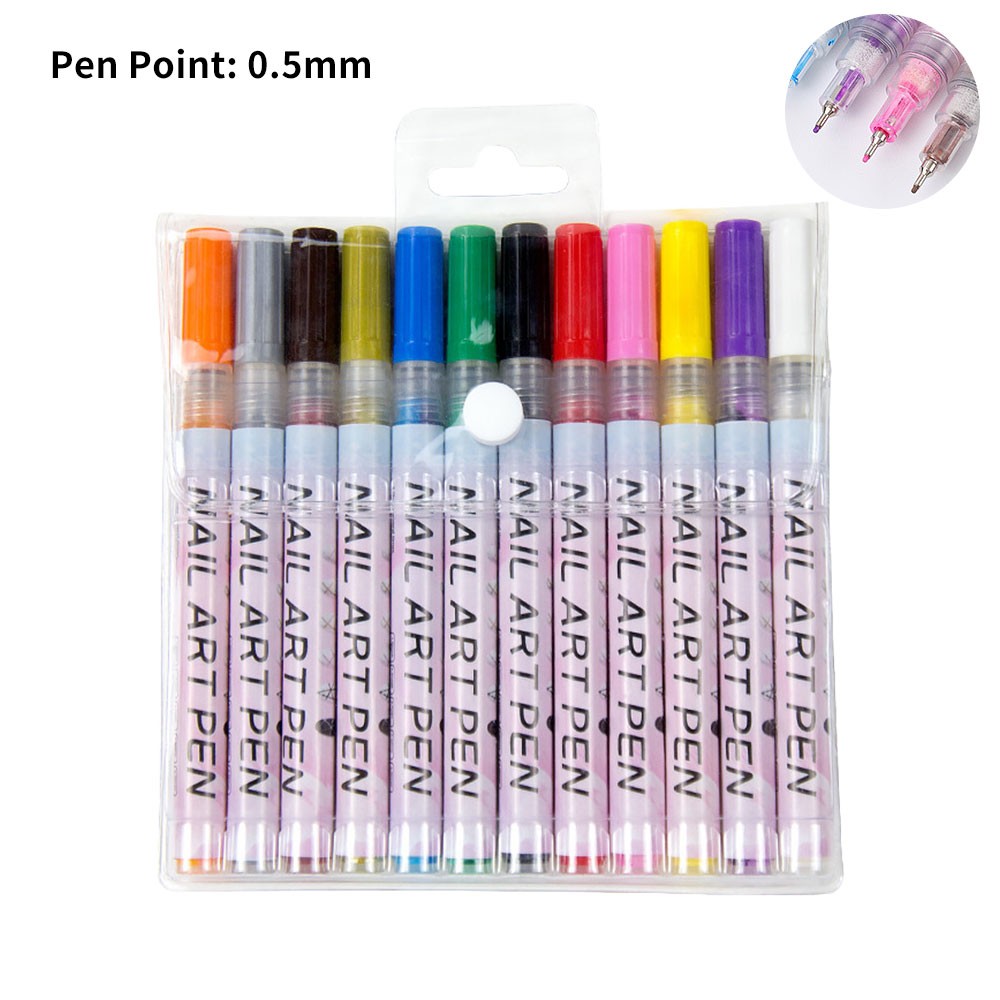 Colourful Waterproof Nail Art Graffiti Pen DIY 3D Nail Art Drawing-Pen 12Pcs/Set