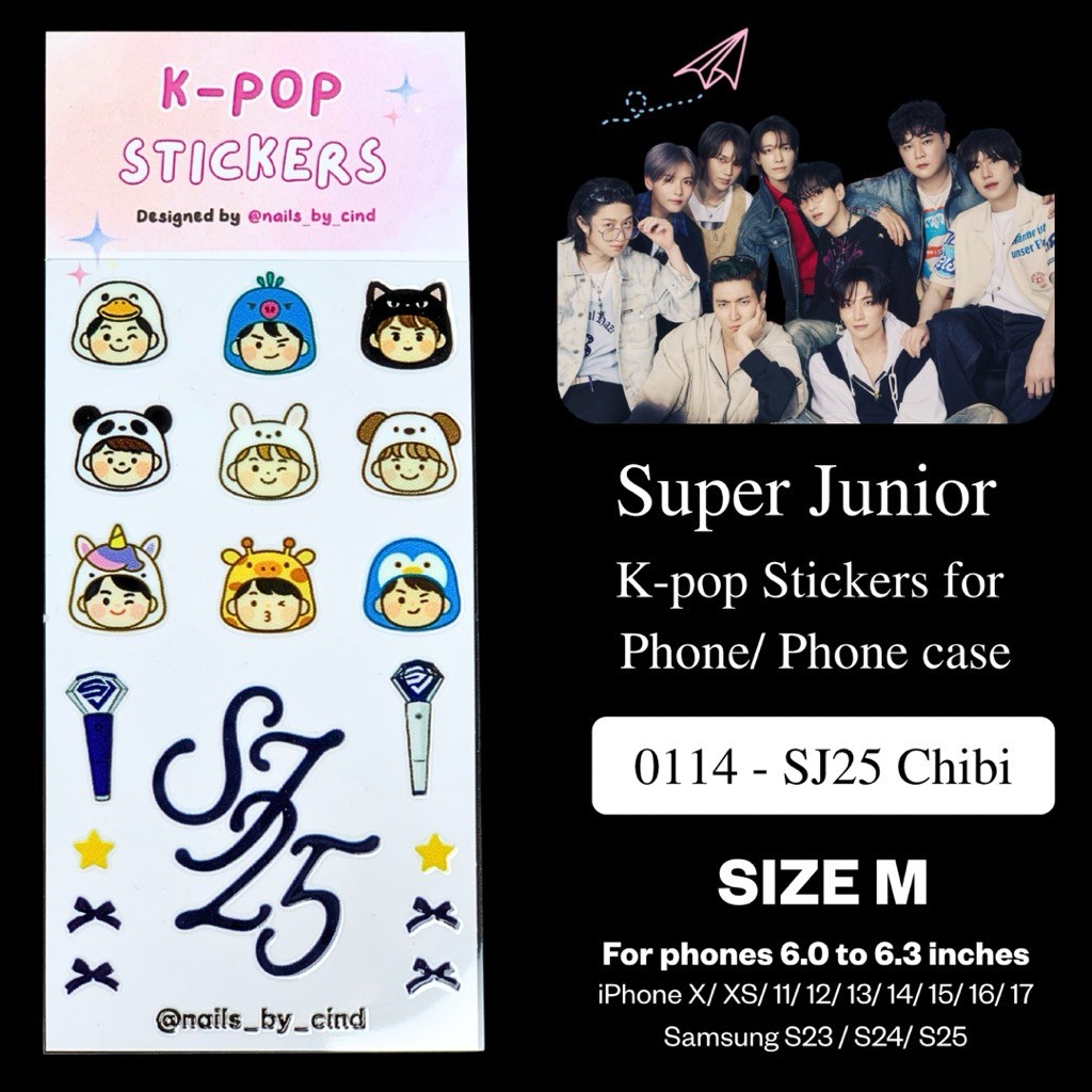 SUPER JUNIOR E.L.F. GLOBAL KPOP NAIL STICKER FAN MADE KOREA SM SAPPHIRE BLUE Z10