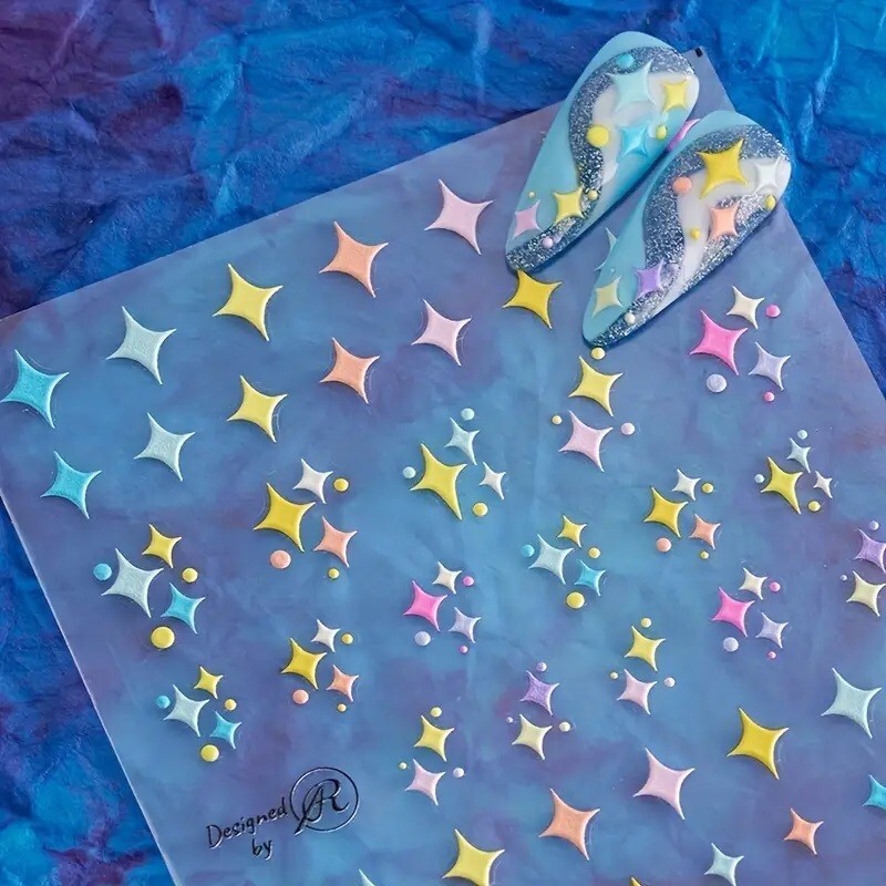 3D Embossed Star Assorted Designs Nail Art Vinly + Free Nail Art Tools