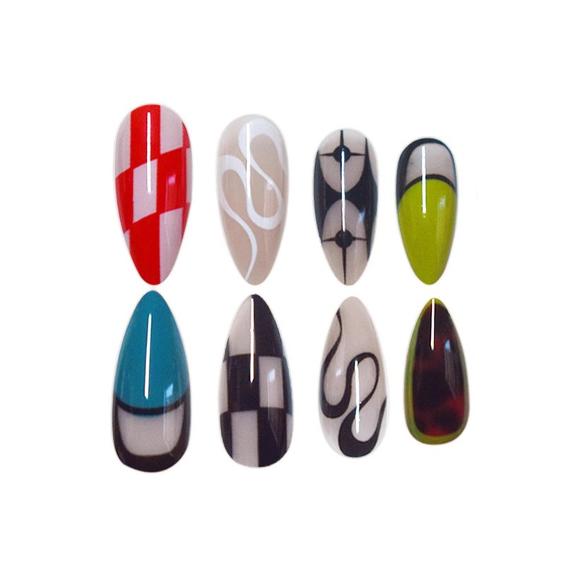 Trendy Tie Dye Short Almond Press On Nails For Europe And America