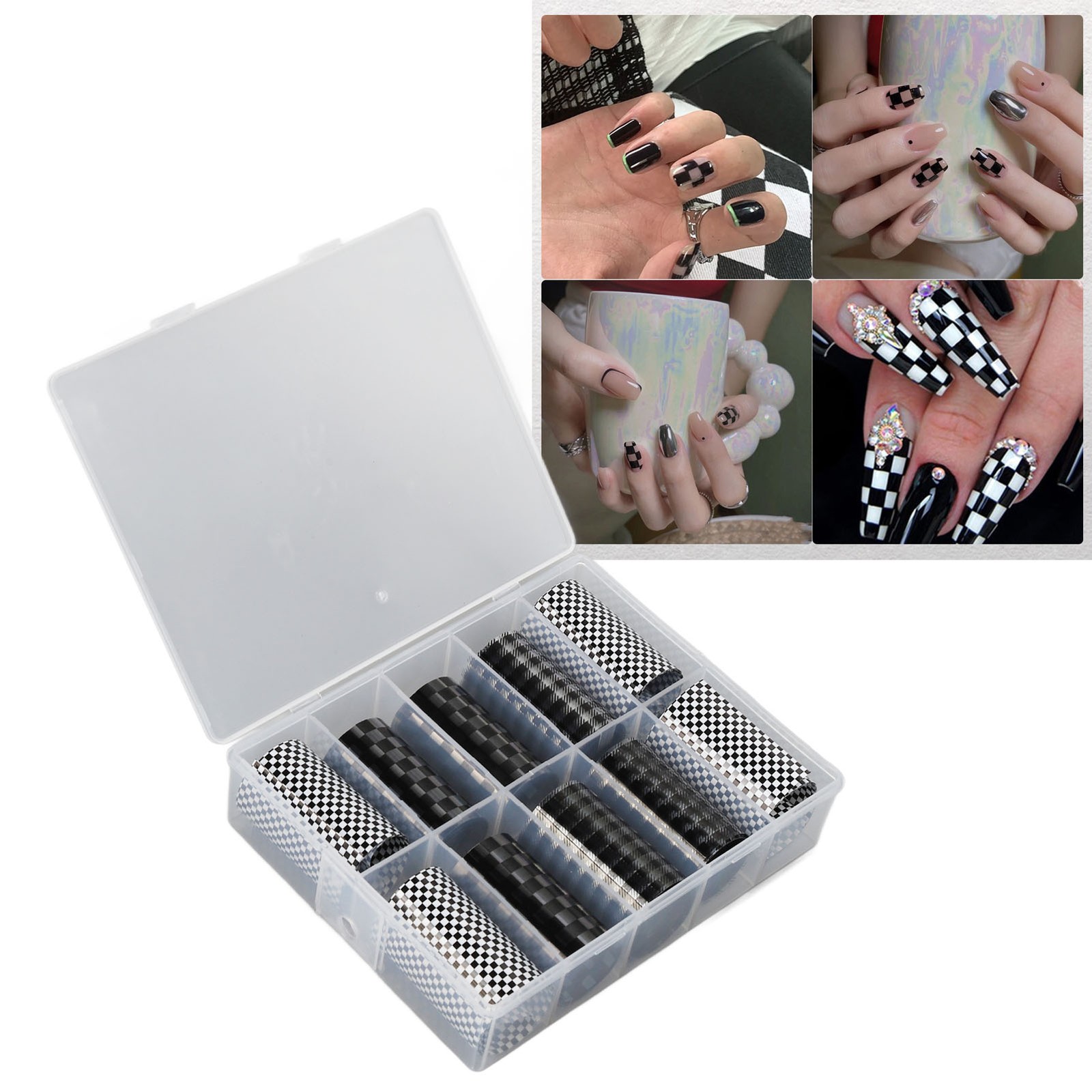 Plaid Nail Art Sticker Set Of 10 Rolls Easy-to-Use DIY Nail Art Supplies For Hom